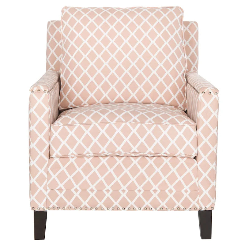 SAFAVIEH Kylee Peach Pink/ White Polyester Fabric Club Chair - 28.5 x 31.9 x 38.2 - 29Wx32Dx38H