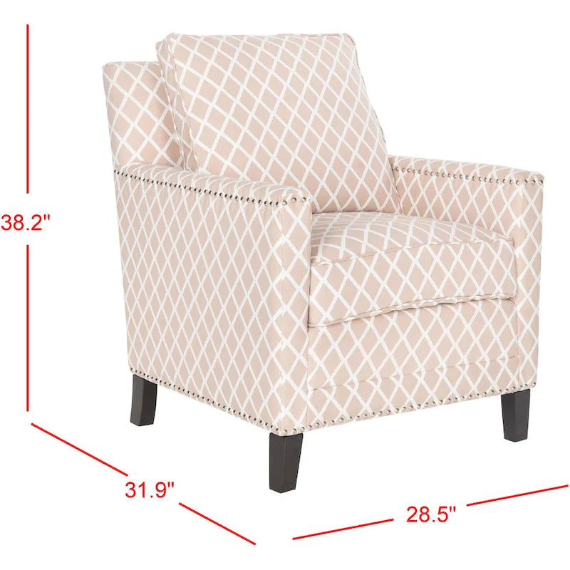 SAFAVIEH Kylee Peach Pink/ White Polyester Fabric Club Chair - 28.5 x 31.9 x 38.2 - 29Wx32Dx38H