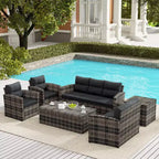 WestinTrends 6-Piece PE Rattan Wicker Outdoor Patio Conversation Sofa Set