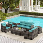 WestinTrends 6-Piece PE Rattan Wicker Outdoor Patio Conversation Sofa Set