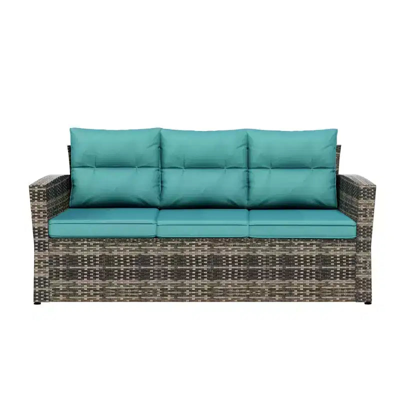 WestinTrends 6-Piece PE Rattan Wicker Outdoor Patio Conversation Sofa Set