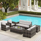 WestinTrends 6-Piece PE Rattan Wicker Outdoor Patio Conversation Sofa Set