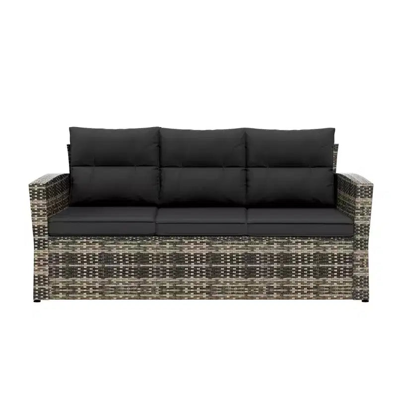 WestinTrends 6-Piece PE Rattan Wicker Outdoor Patio Conversation Sofa Set