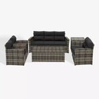 WestinTrends 6-Piece PE Rattan Wicker Outdoor Patio Conversation Sofa Set