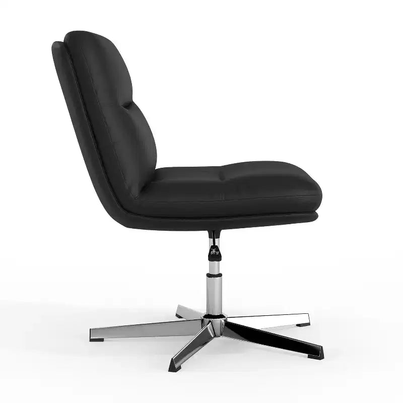 Chaise de bureau pivotante fixe sans accoudoirs Emma and Oliver Wide Mid-Back avec dossier/siège rembourrés, hauteur réglable et cadre robuste