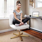 Chaise de bureau pivotante fixe sans accoudoirs Emma and Oliver Wide Mid-Back avec dossier/siège rembourrés, hauteur réglable et cadre robuste