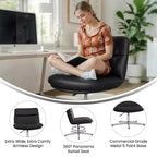 Chaise de bureau pivotante fixe sans accoudoirs Emma and Oliver Wide Mid-Back avec dossier/siège rembourrés, hauteur réglable et cadre robuste