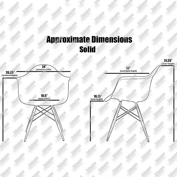 Chaise de salle à manger Eiffel avec coque moulée (lot de 2)