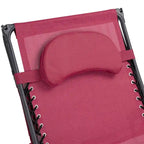 Chaise longue inclinable portable avec pare-soleil, porte-gobelet et conception pliable - Rouge foncé