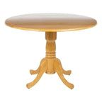 Round 42-inch Drop-Leaf Dining Table in Oak Wood Finish - 29.75 H x 42 L x 42 W