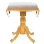Round 42-inch Drop-Leaf Dining Table in Oak Wood Finish - 29.75 H x 42 L x 42 W