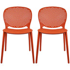 Armless Stacking Molded Matte Dining Side Chairs Patio Indoor Outdoor Kitchen Bedroom Set of 2