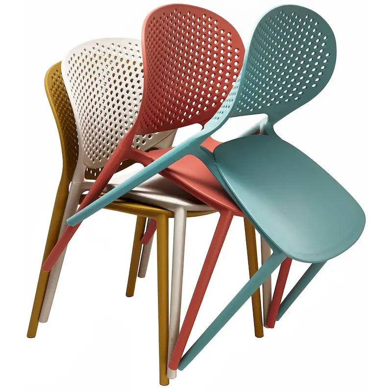 Armless Stacking Molded Matte Dining Side Chairs Patio Indoor Outdoor Kitchen Bedroom Set of 2