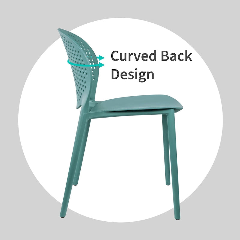 Armless Stacking Molded Matte Dining Side Chairs Patio Indoor Outdoor Kitchen Bedroom Set of 2