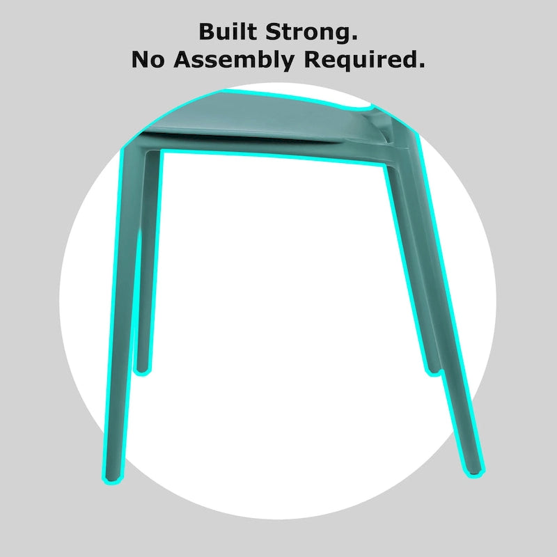 Armless Stacking Molded Matte Dining Side Chairs Patio Indoor Outdoor Kitchen Bedroom Set of 2