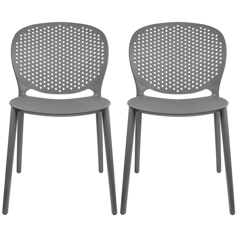 Armless Stacking Molded Matte Dining Side Chairs Patio Indoor Outdoor Kitchen Bedroom Set of 2