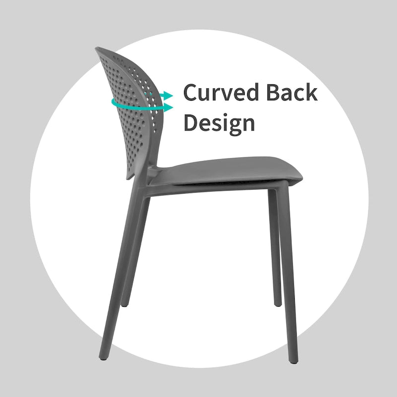 Armless Stacking Molded Matte Dining Side Chairs Patio Indoor Outdoor Kitchen Bedroom Set of 2