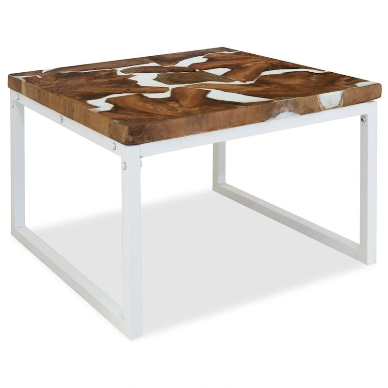 vidaXL Coffee Table End Table Side Table Living Room Furniture Teak Resin - 23.6 x 23.6 x 15.7 (L x W x H)