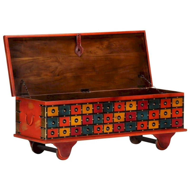 vidaXL Coffre de rangement Rouge 110x40x40 cm Bois d'acacia massif
