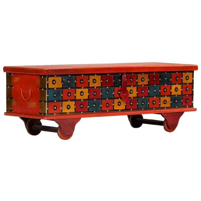 vidaXL Coffre de rangement Rouge 110x40x40 cm Bois d'acacia massif