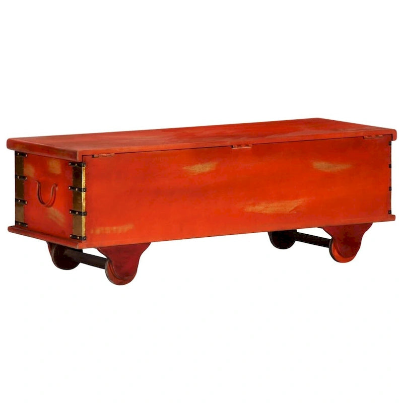 vidaXL Coffre de rangement Rouge 110x40x40 cm Bois d'acacia massif