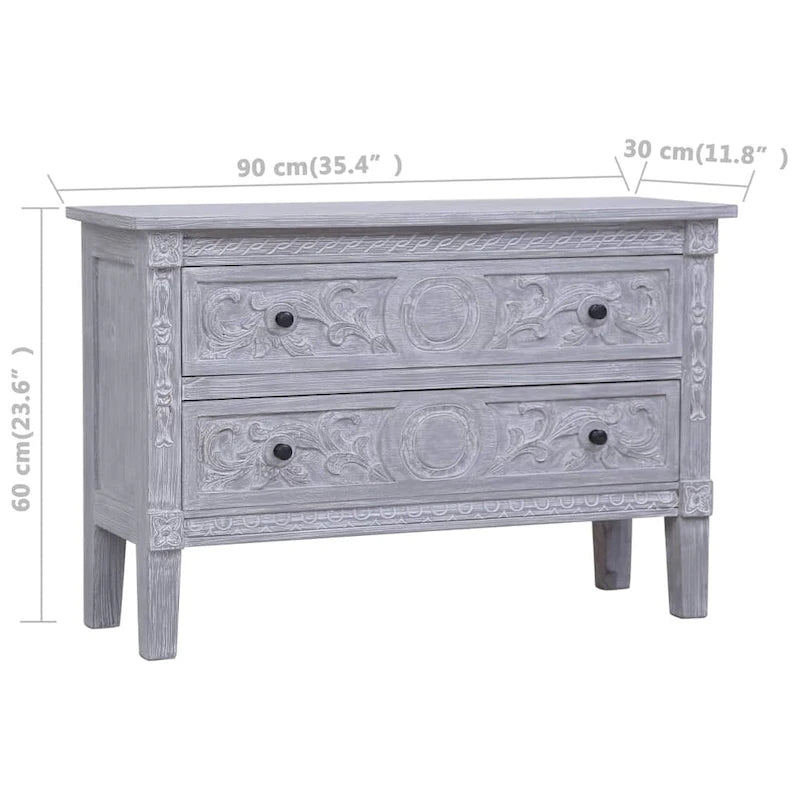 vidaXL Sideboard with 2 Drawers 35.4x11.8x23.6 Solid Mahogany Wood