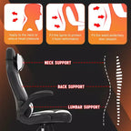 FDW PC Gaming Chair Office Chair Desk Chair with Lumbar Support Flip Up Arms Headrest