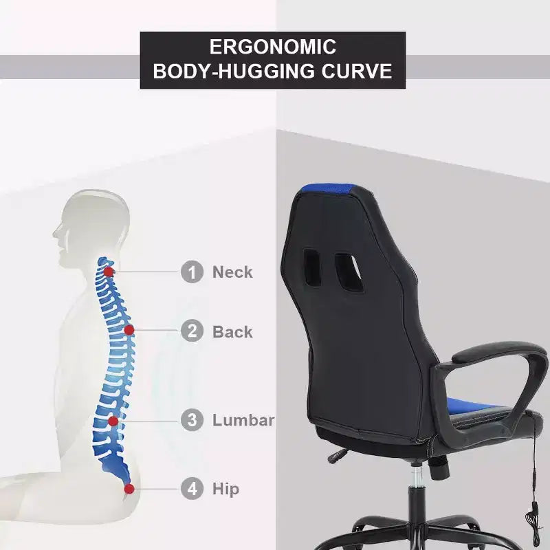 FDW Racing Gaming Chair Home Office Chair Ergonomic Desk Chair Massage PU Leather Computer Chair with Lumbar Support Headrest Armrest