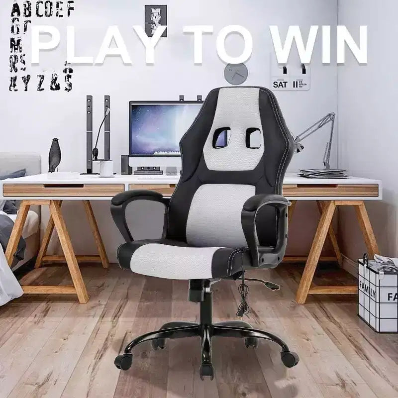 FDW Racing Gaming Chair Home Office Chair Ergonomic Desk Chair Massage PU Leather Computer Chair with Lumbar Support Headrest Armrest