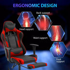 FDW Chaise de jeu de course, Chaises de jeu vidéo avec bureau d'ordinateur, Support lombaire et appui-tête en cuir PU, Siège pivotant à 360°