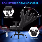 FDW Chaise de jeu de course, Chaises de jeu vidéo avec bureau d'ordinateur, Support lombaire et appui-tête en cuir PU, Siège pivotant à 360°
