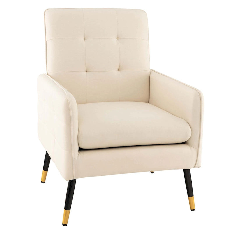 Costway Linen Fabric Accent Chair Modern Single Sofa Chair with Solid - See Details