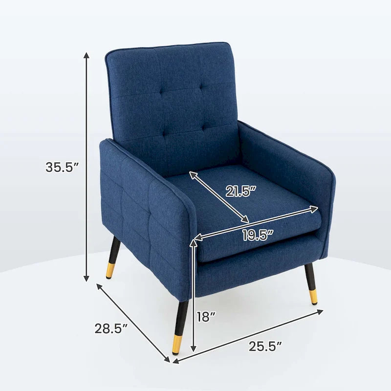 Costway Linen Fabric Accent Chair Modern Single Sofa Chair with Solid - See Details