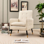 Costway Linen Fabric Accent Chair Modern Single Sofa Chair with Solid - See Details