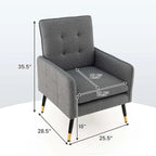 Costway Linen Fabric Accent Chair Modern Single Sofa Chair with Solid - See Details