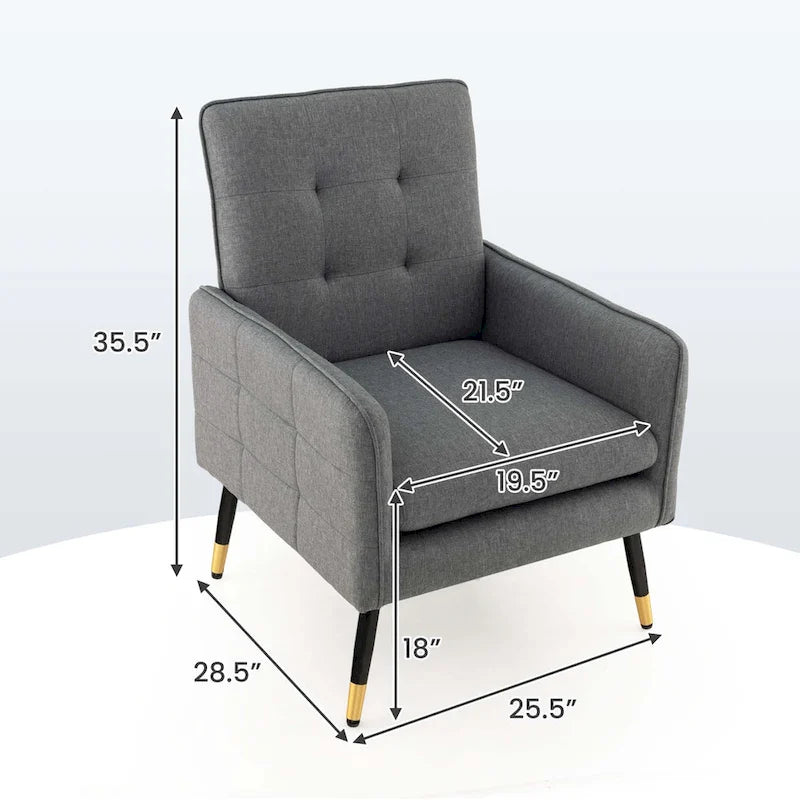 Costway Linen Fabric Accent Chair Modern Single Sofa Chair with Solid - See Details