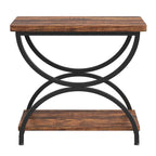 Table d'appoint rectangulaire à 2 niveaux en bois et métal