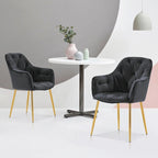 Ivinta Lot de 2 chaises de salle à manger capitonnées, chaise d'appoint avec pieds plaqués or massif