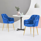 Ivinta Lot de 2 chaises de salle à manger capitonnées, chaise d'appoint avec pieds plaqués or massif