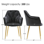Ivinta Lot de 2 chaises de salle à manger capitonnées, chaise d'appoint avec pieds plaqués or massif
