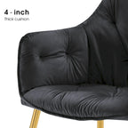 Ivinta Lot de 2 chaises de salle à manger capitonnées, chaise d'appoint avec pieds plaqués or massif
