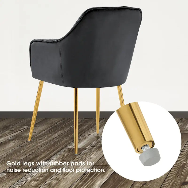 Ivinta Lot de 2 chaises de salle à manger capitonnées, chaise d'appoint avec pieds plaqués or massif