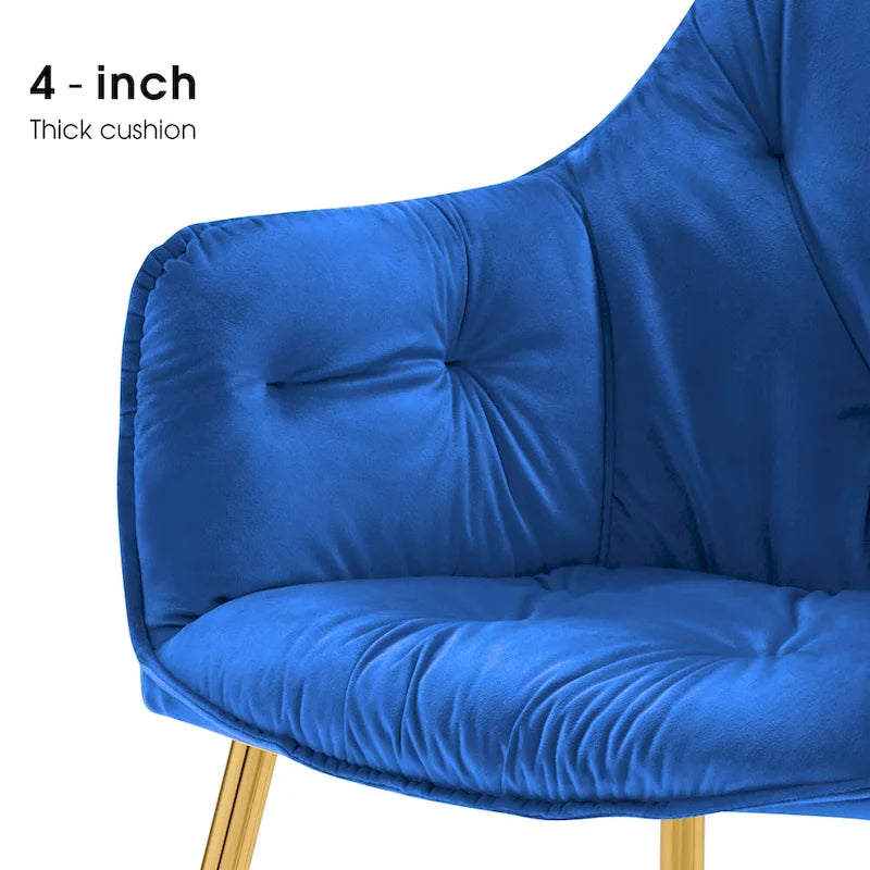 Ivinta Lot de 2 chaises de salle à manger capitonnées, chaise d'appoint avec pieds plaqués or massif