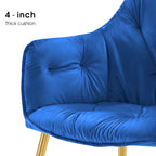 Ivinta Lot de 2 chaises de salle à manger capitonnées, chaise d'appoint avec pieds plaqués or massif