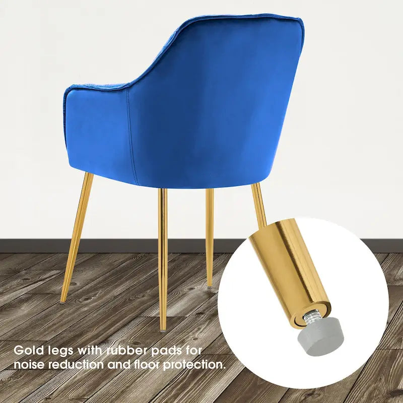 Ivinta Lot de 2 chaises de salle à manger capitonnées, chaise d'appoint avec pieds plaqués or massif