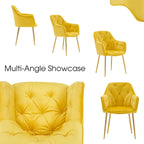 Ivinta Lot de 2 chaises de salle à manger capitonnées, chaise d'appoint avec pieds plaqués or massif