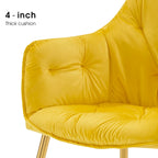 Ivinta Lot de 2 chaises de salle à manger capitonnées, chaise d'appoint avec pieds plaqués or massif