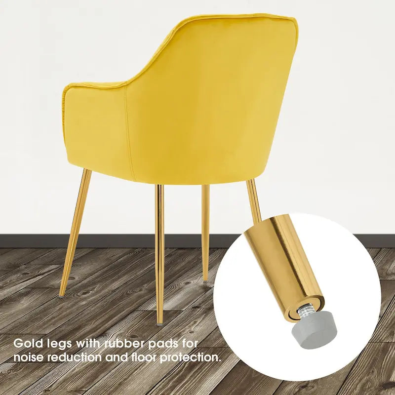Ivinta Lot de 2 chaises de salle à manger capitonnées, chaise d'appoint avec pieds plaqués or massif