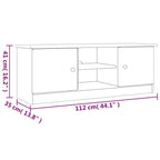 vidaXL TV Stand ALTA 44.1x13.8x16.1 Solid Wood Pine - 44.1 x 13.8 x 16.1
