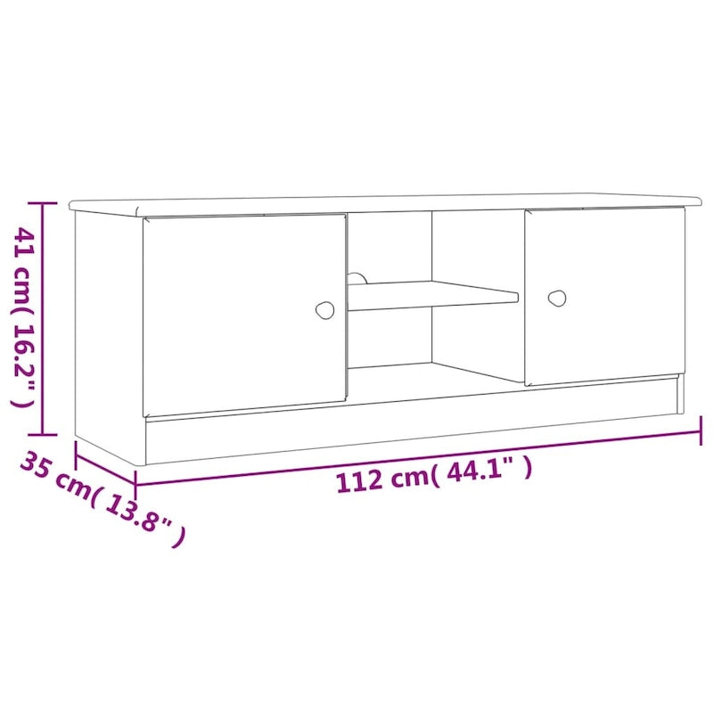 vidaXL TV Stand ALTA 44.1x13.8x16.1 Solid Wood Pine - 44.1 x 13.8 x 16.1